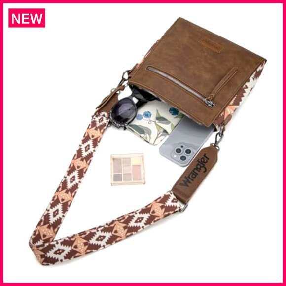 Medium Crossbody Bag with Adjustable Strap, Multi-Zip Compartments, PU Leather - Picture 6 of 8